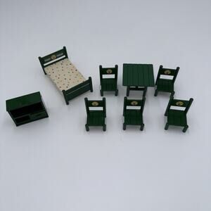 Vintage Sylvanian Forest Families Epoch 1985 Green Furniture Accessories 8 Piece